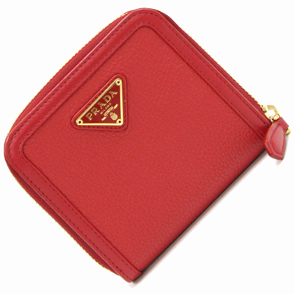 Prada Bifold Wallet Leather Red